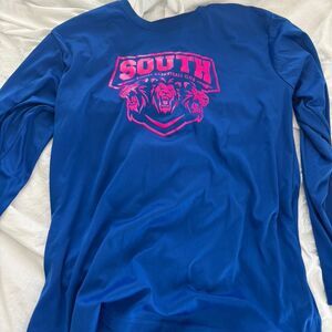 SOUTH Hot Pink Long Sleeve Royal Blue Basketball Women's Medium DriFit Shirt